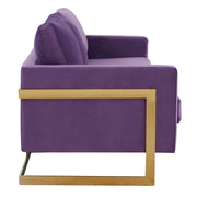 Lincoln 3-Seater Velvet/Leather Full Size Sofa in Stainless Steel - Elax Furniture