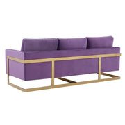 Lincoln 3-Seater Velvet/Leather Full Size Sofa in Stainless Steel - Elax Furniture