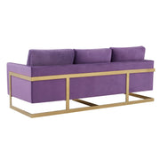 Lincoln 3-Seater Velvet/Leather Full Size Sofa in Stainless Steel - Elax Furniture
