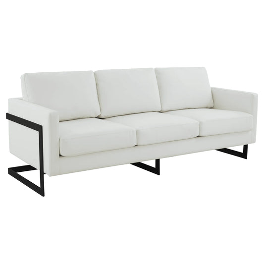 Lincoln 3-Seater Sofa Upholstered in Leather with Black Stainless Steel Frame - Elax Furniture