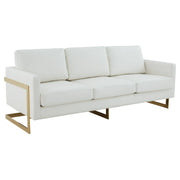Lincoln 3-Seater Velvet/Leather Full Size Sofa in Stainless Steel - Elax Furniture