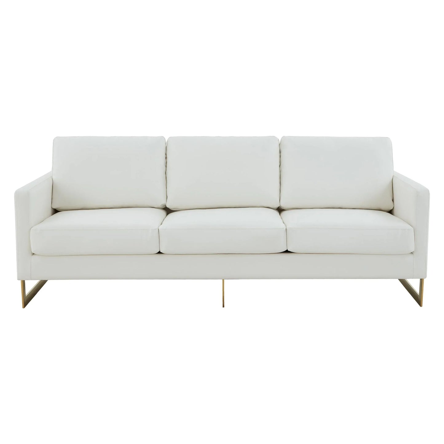 Lincoln 3-Seater Velvet/Leather Full Size Sofa in Stainless Steel - Elax Furniture