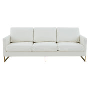 Lincoln 3-Seater Velvet/Leather Full Size Sofa in Stainless Steel - Elax Furniture