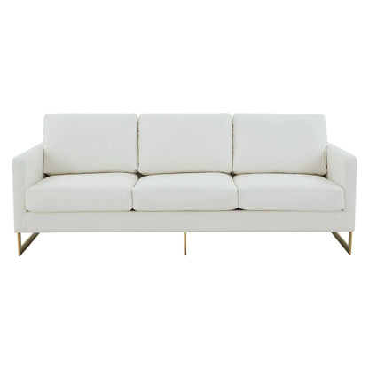 Lincoln 3-Seater Velvet/Leather Full Size Sofa in Stainless Steel - Elax Furniture