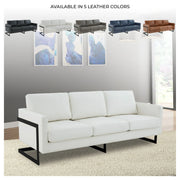 Lincoln 3-Seater Sofa Upholstered in Leather with Black Stainless Steel Frame - Elax Furniture