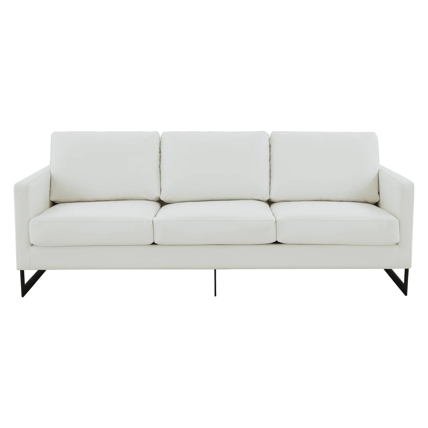 Lincoln 3-Seater Sofa Upholstered in Leather with Black Stainless Steel Frame - Elax Furniture