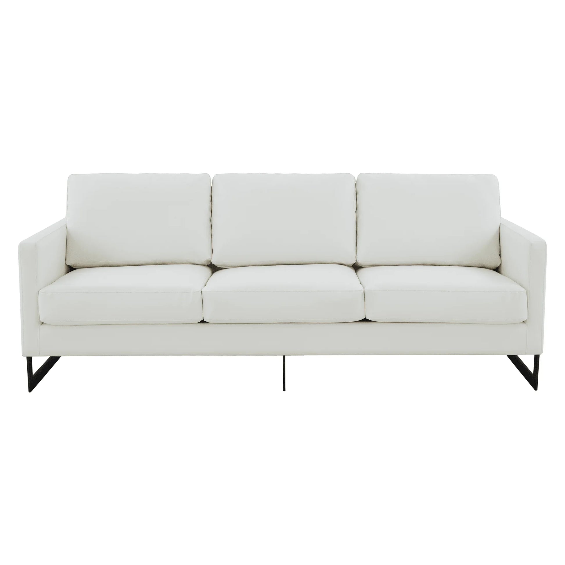 Lincoln 3-Seater Sofa Upholstered in Leather with Black Stainless Steel Frame - Elax Furniture