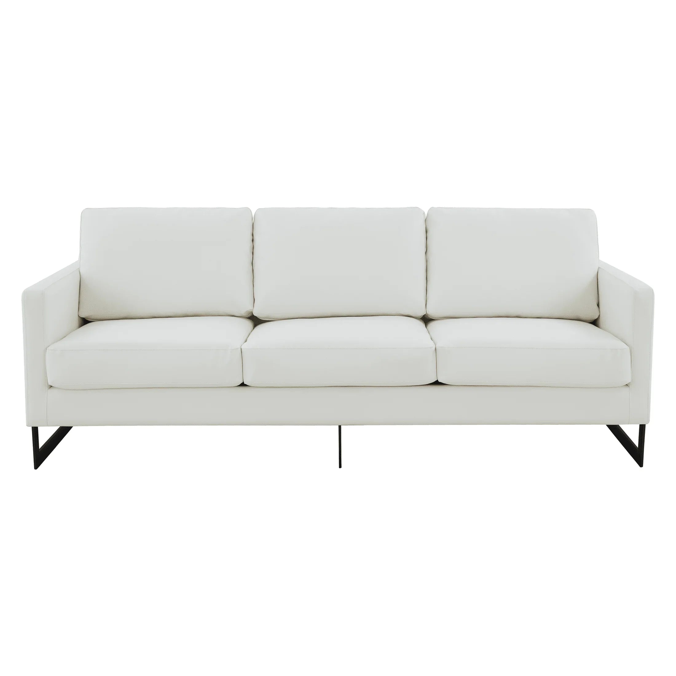 Lincoln 3-Seater Sofa Upholstered in Leather with Black Stainless Steel Frame - Elax Furniture