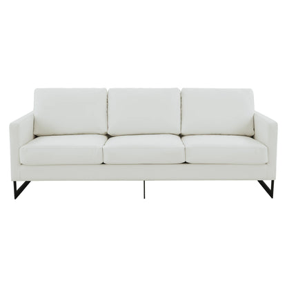 Lincoln 3-Seater Sofa Upholstered in Leather with Black Stainless Steel Frame - Elax Furniture