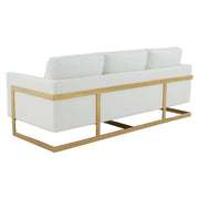 Lincoln 3-Seater Velvet/Leather Full Size Sofa in Stainless Steel - Elax Furniture
