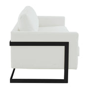 Lincoln 3-Seater Sofa Upholstered in Leather with Black Stainless Steel Frame - Elax Furniture