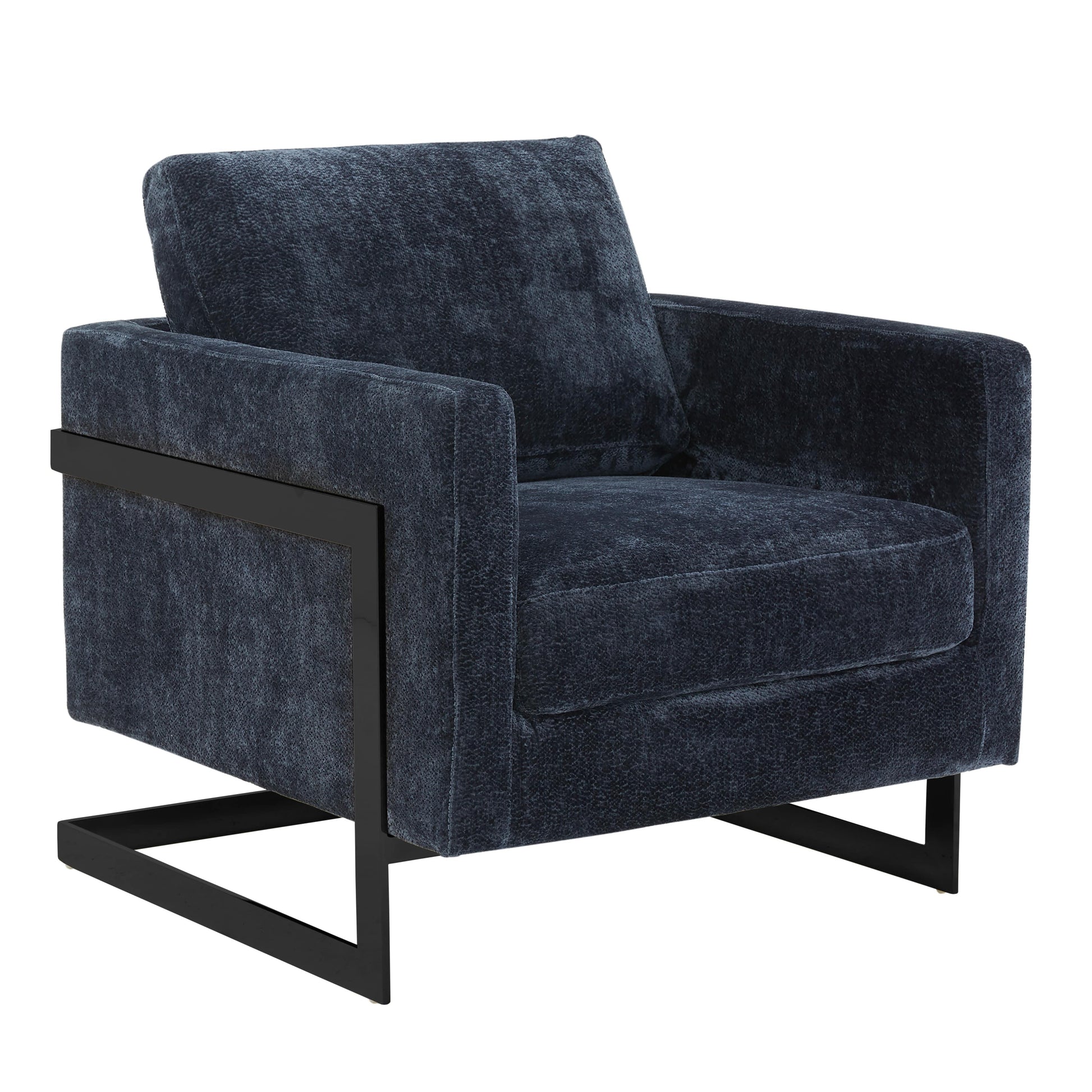 Lincoln Geometric Accent Chair Upholstered Boucle with Black Stainless-Steel Base - Elax Furniture