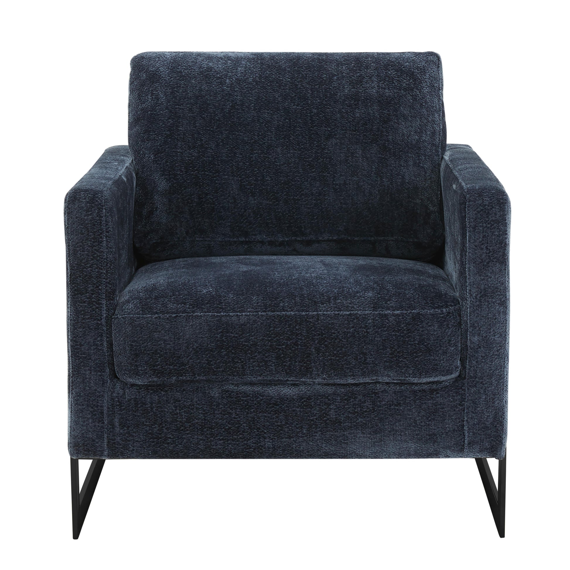 Lincoln Geometric Accent Chair Upholstered Boucle with Black Stainless-Steel Base - Elax Furniture