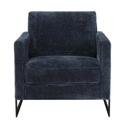 Lincoln Geometric Accent Chair Upholstered Boucle with Black Stainless-Steel Base - Elax Furniture