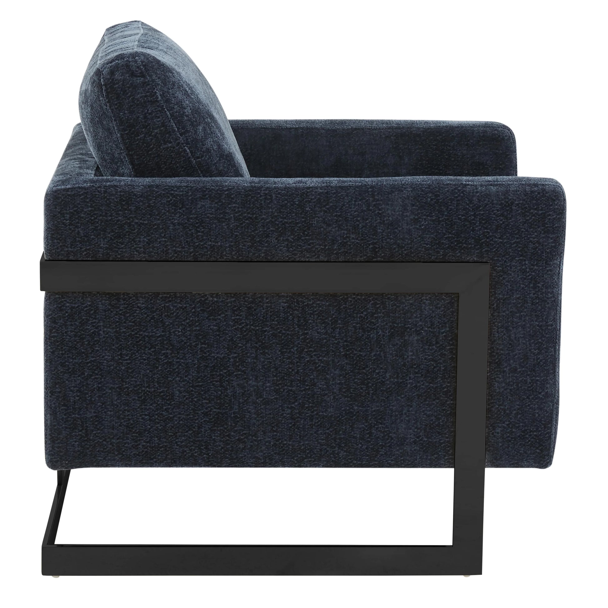 Lincoln Geometric Accent Chair Upholstered Boucle with Black Stainless-Steel Base - Elax Furniture