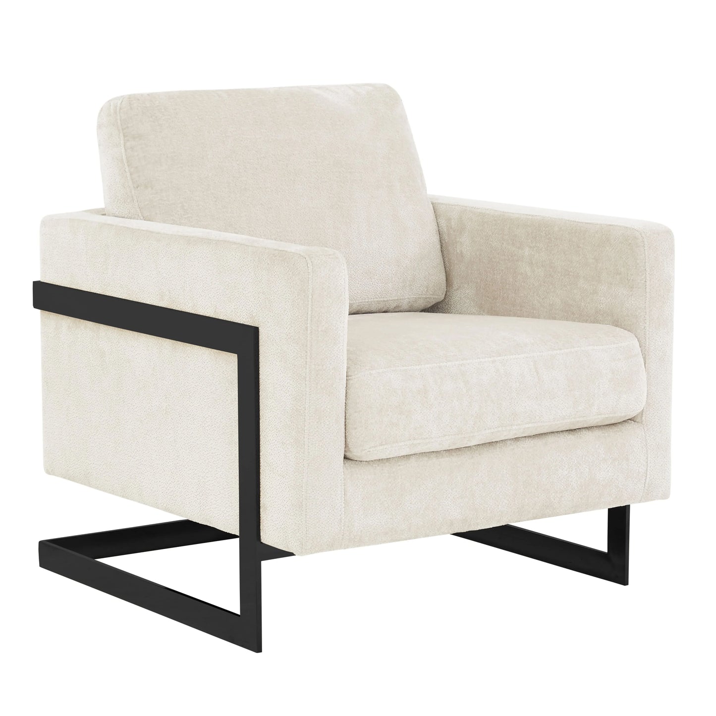 Lincoln Geometric Accent Chair Upholstered Boucle with Black Stainless-Steel Base - Elax Furniture