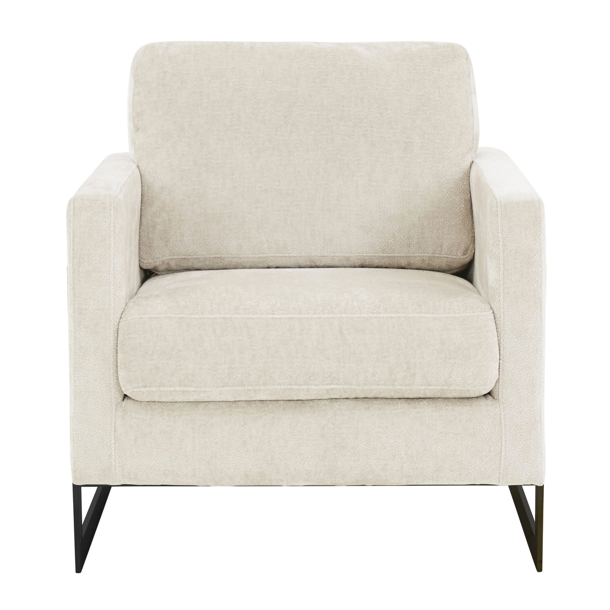 Lincoln Geometric Accent Chair Upholstered Boucle with Black Stainless-Steel Base - Elax Furniture