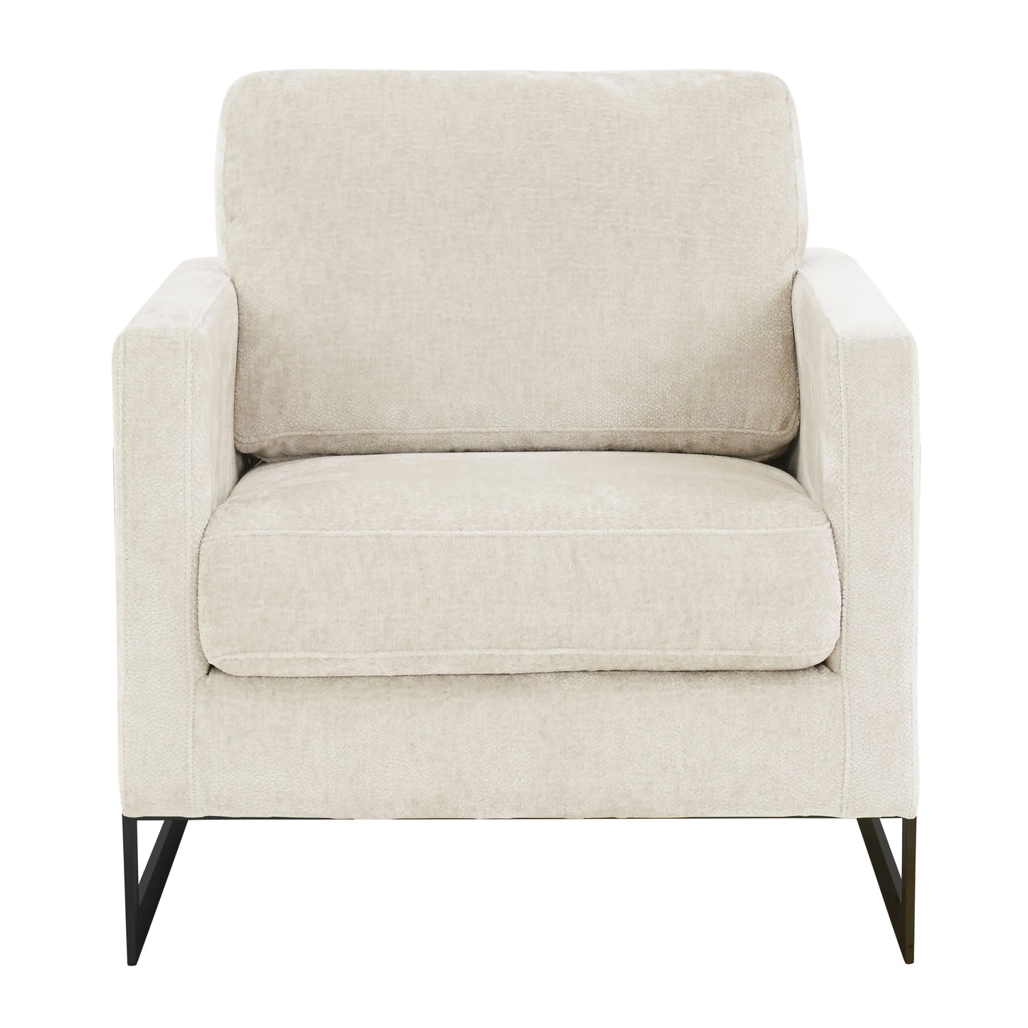 Lincoln Geometric Accent Chair Upholstered Boucle with Black Stainless-Steel Base - Elax Furniture