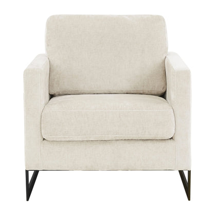 Lincoln Geometric Accent Chair Upholstered Boucle with Black Stainless-Steel Base - Elax Furniture