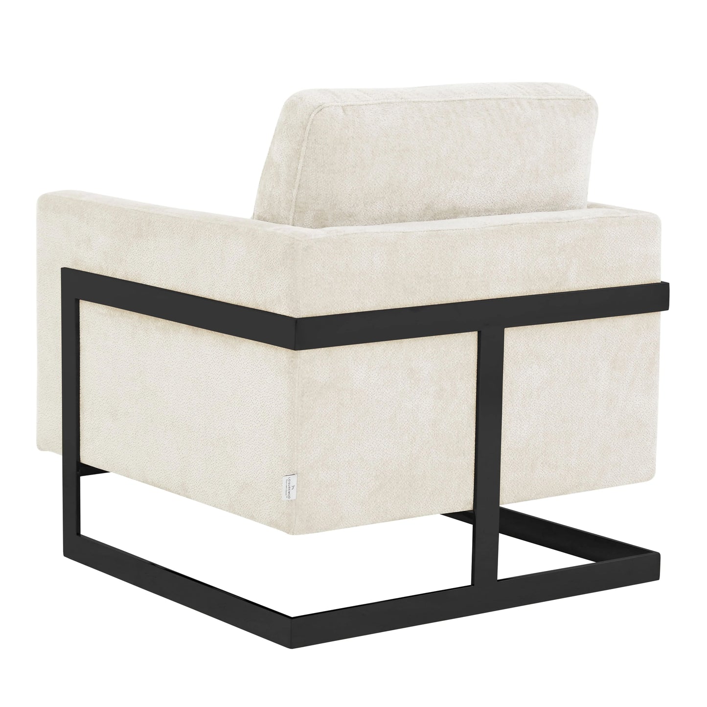 Lincoln Geometric Accent Chair Upholstered Boucle with Black Stainless-Steel Base - Elax Furniture
