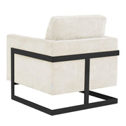 Lincoln Geometric Accent Chair Upholstered Boucle with Black Stainless-Steel Base - Elax Furniture