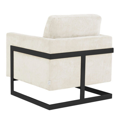 Lincoln Geometric Accent Chair Upholstered Boucle with Black Stainless-Steel Base - Elax Furniture