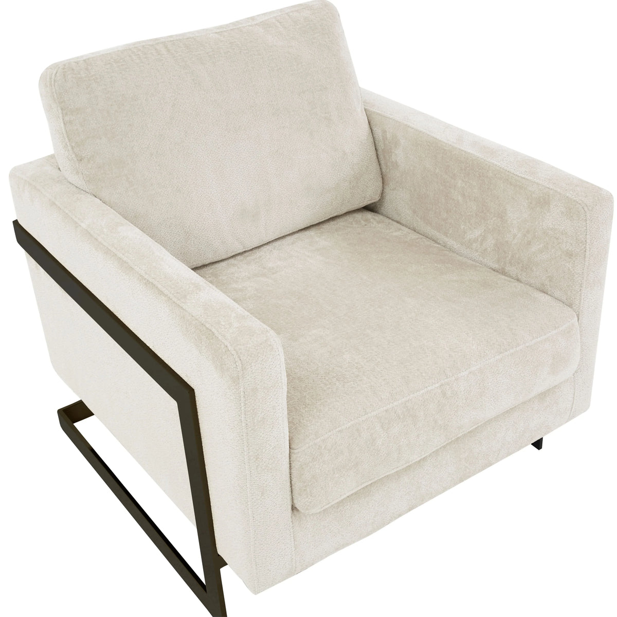 Lincoln Geometric Accent Chair Upholstered Boucle with Black Stainless-Steel Base - Elax Furniture