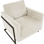 Lincoln Geometric Accent Chair Upholstered Boucle with Black Stainless-Steel Base - Elax Furniture
