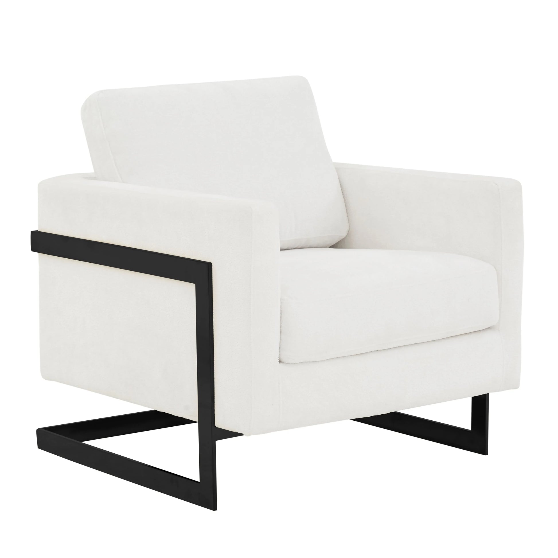 Lincoln Geometric Accent Chair Upholstered Boucle with Black Stainless-Steel Base - Elax Furniture