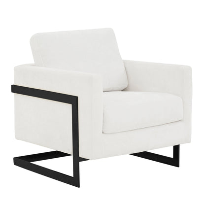 Lincoln Geometric Accent Chair Upholstered Boucle with Black Stainless-Steel Base - Elax Furniture