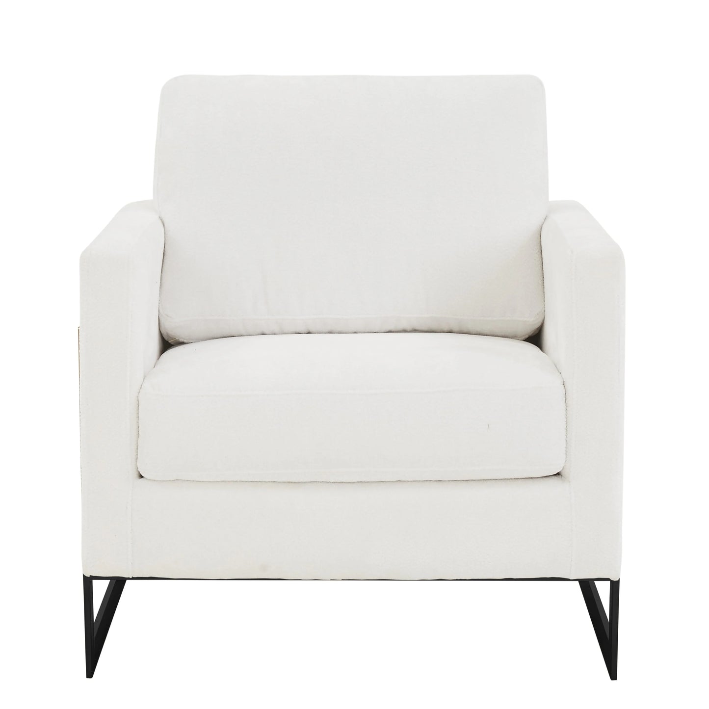 Lincoln Geometric Accent Chair Upholstered Boucle with Black Stainless-Steel Base - Elax Furniture