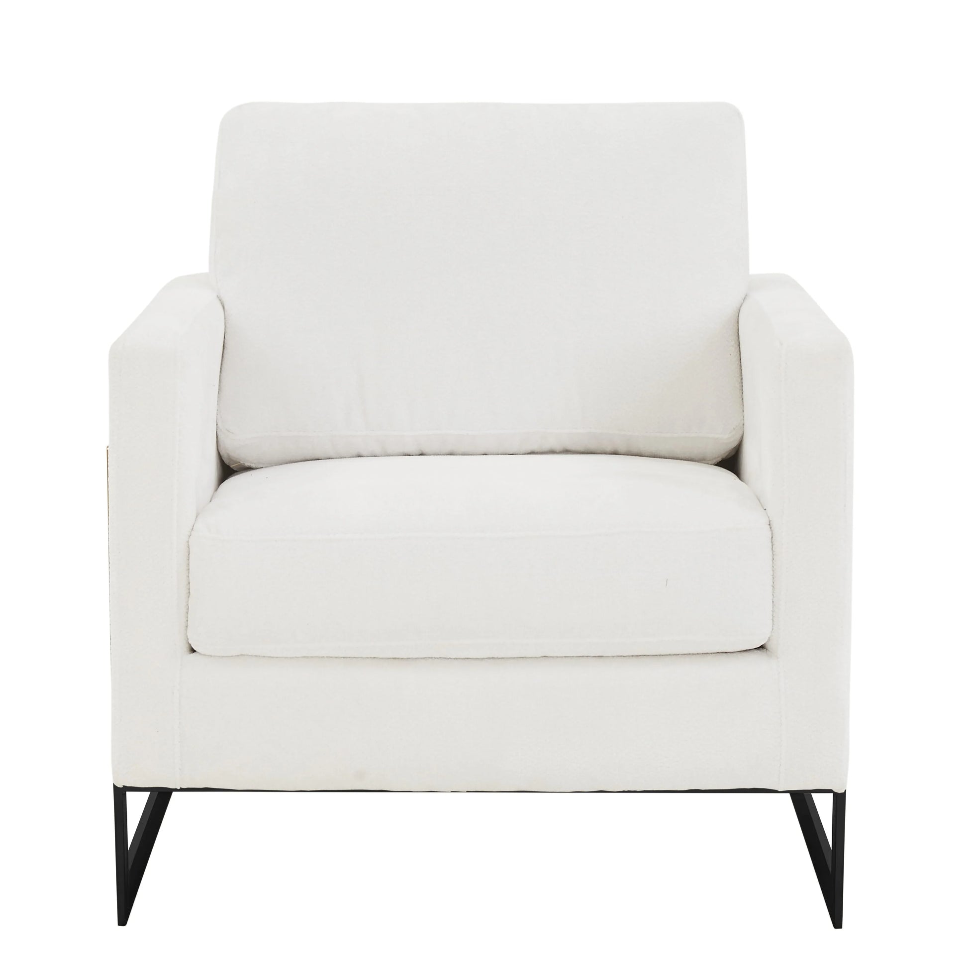 Lincoln Geometric Accent Chair Upholstered Boucle with Black Stainless-Steel Base - Elax Furniture