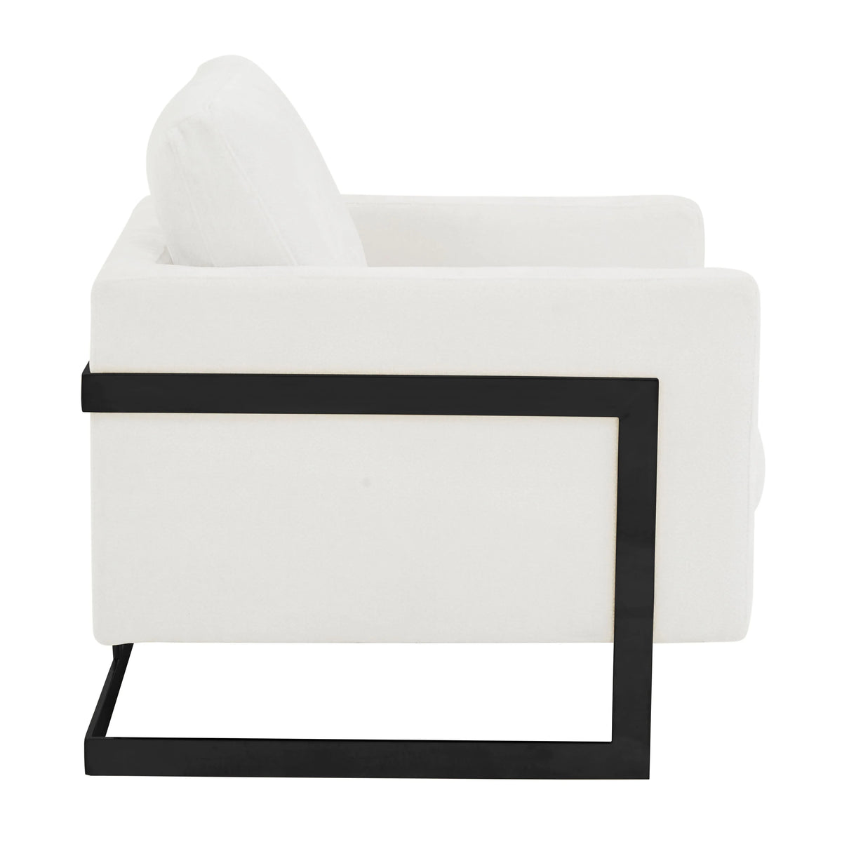 Lincoln Geometric Accent Chair Upholstered Boucle with Black Stainless-Steel Base - Elax Furniture