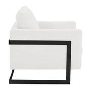 Lincoln Geometric Accent Chair Upholstered Boucle with Black Stainless-Steel Base - Elax Furniture