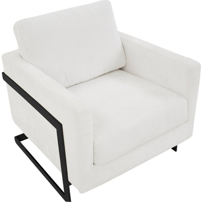 Lincoln Geometric Accent Chair Upholstered Boucle with Black Stainless-Steel Base - Elax Furniture