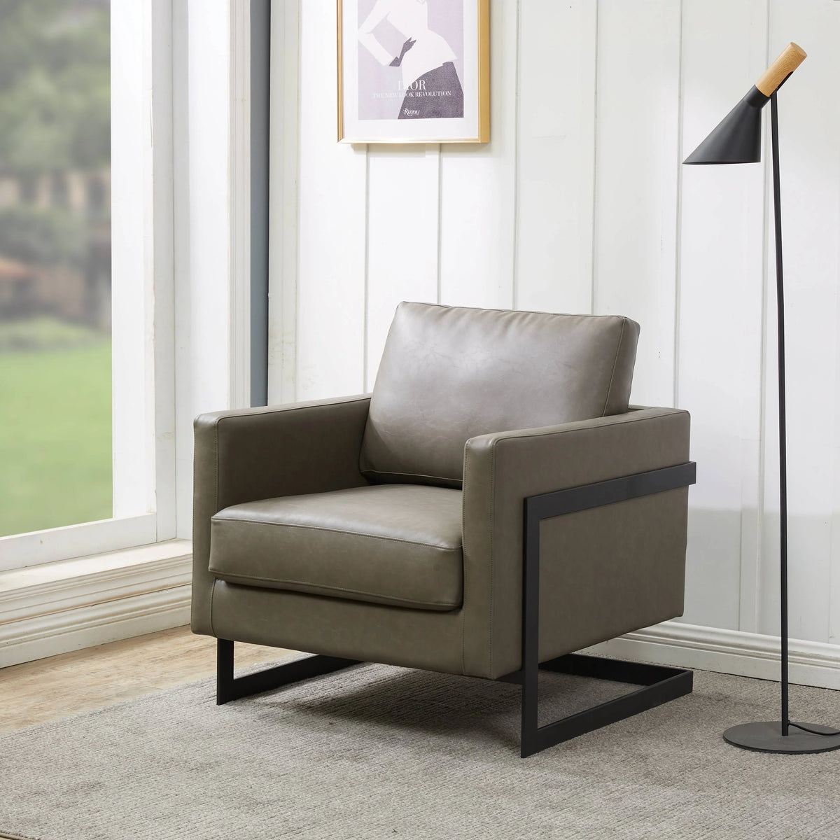Lincoln Modern Upholstered Accent Armchair With Gold/Black Metal Frame - Elax Furniture