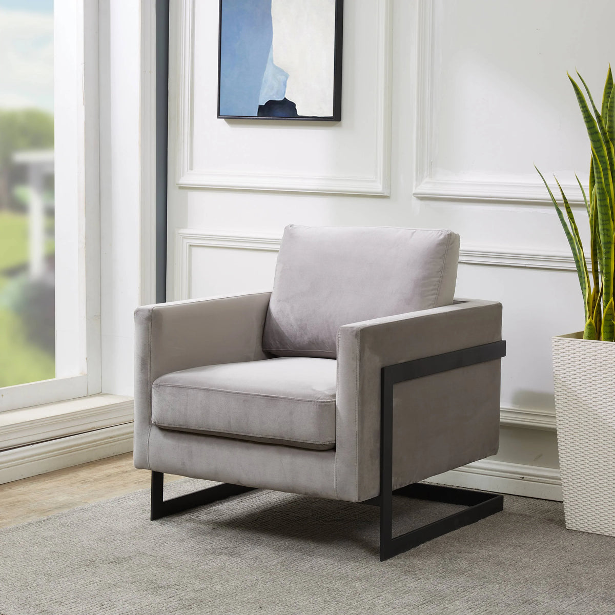 Lincoln Modern Upholstered Accent Armchair With Gold/Black Metal Frame - Elax Furniture