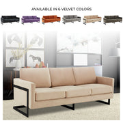 Lincoln 3-Seater Upholstered Velvet Sofa with Black Stainless-Steel Base - Elax Furniture