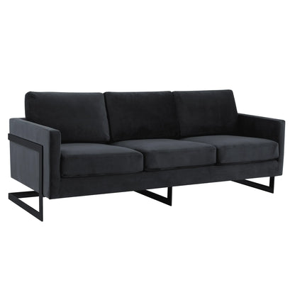 Lincoln 3-Seater Upholstered Velvet Sofa with Black Stainless-Steel Base - Elax Furniture