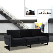 Lincoln 3-Seater Upholstered Velvet Sofa with Black Stainless-Steel Base - Elax Furniture