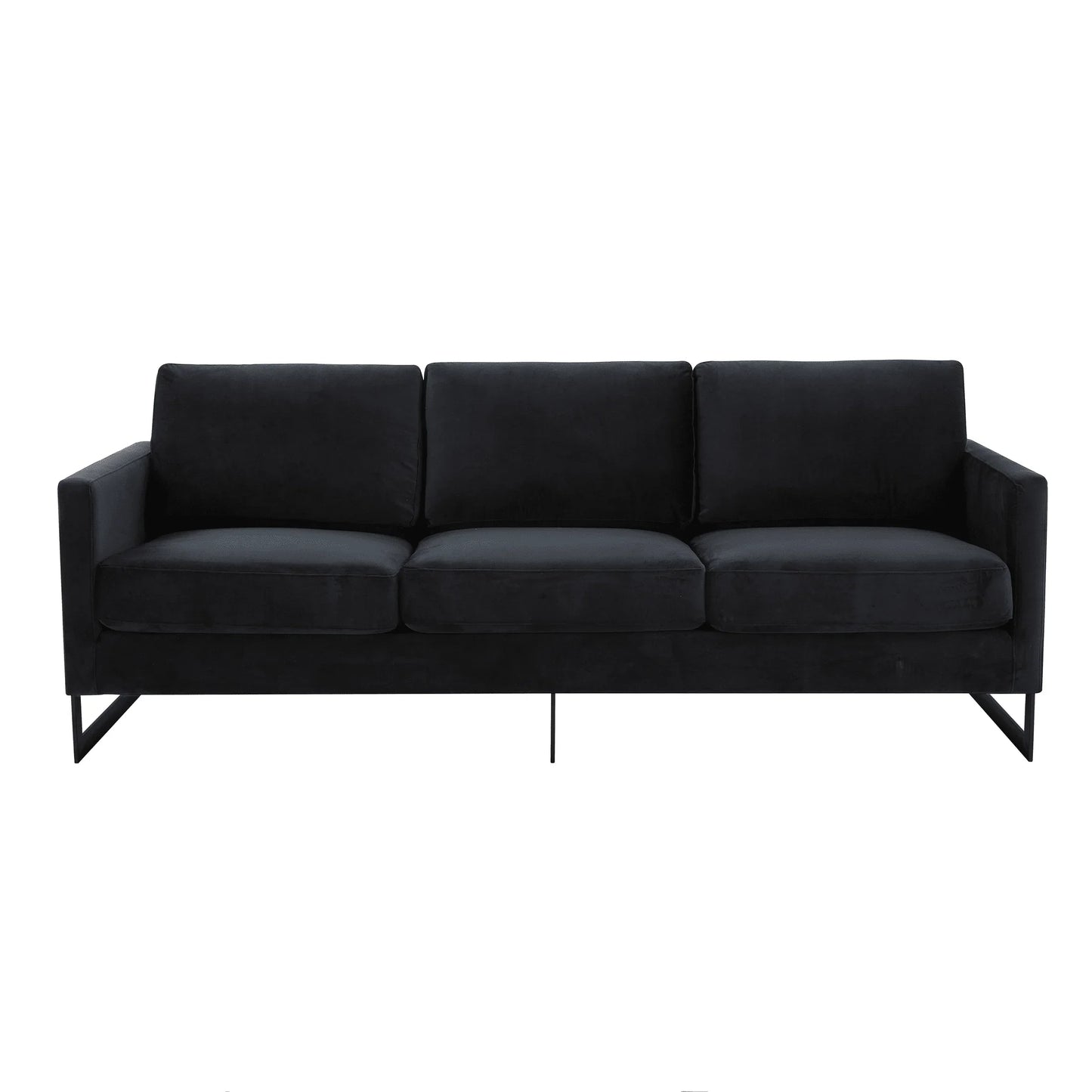 Lincoln 3-Seater Upholstered Velvet Sofa with Black Stainless-Steel Base - Elax Furniture