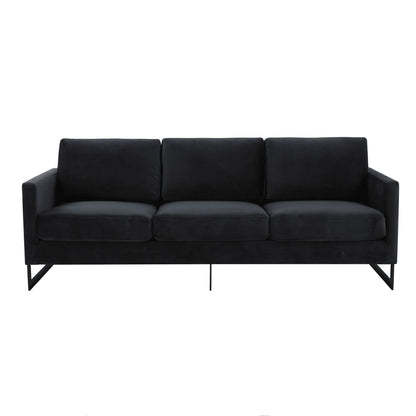 Lincoln 3-Seater Upholstered Velvet Sofa with Black Stainless-Steel Base - Elax Furniture