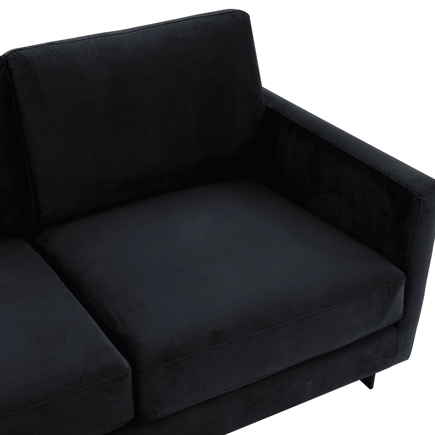 Lincoln 3-Seater Upholstered Velvet Sofa with Black Stainless-Steel Base - Elax Furniture