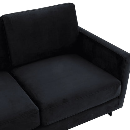 Lincoln 3-Seater Upholstered Velvet Sofa with Black Stainless-Steel Base - Elax Furniture