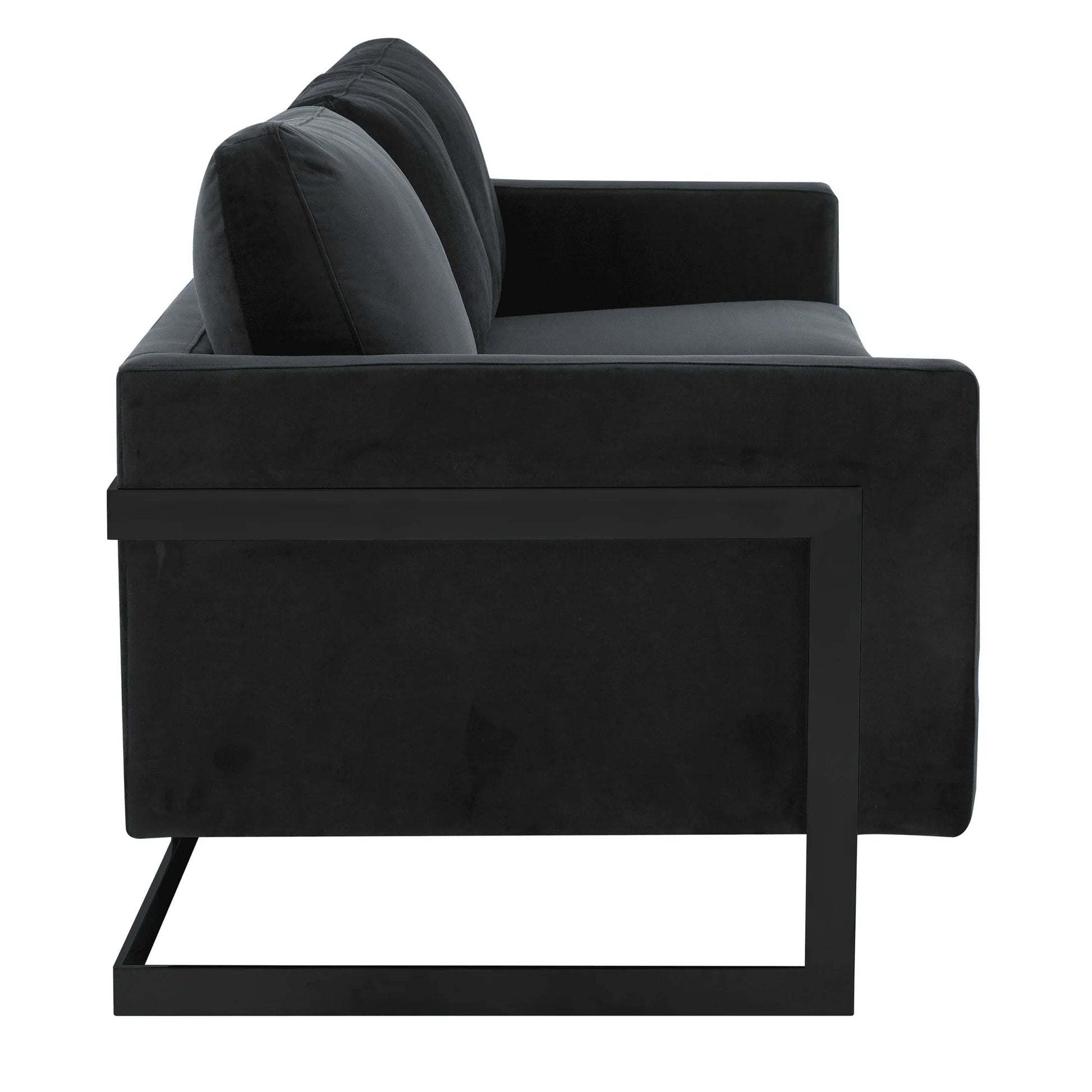 Lincoln 3-Seater Upholstered Velvet Sofa with Black Stainless-Steel Base - Elax Furniture