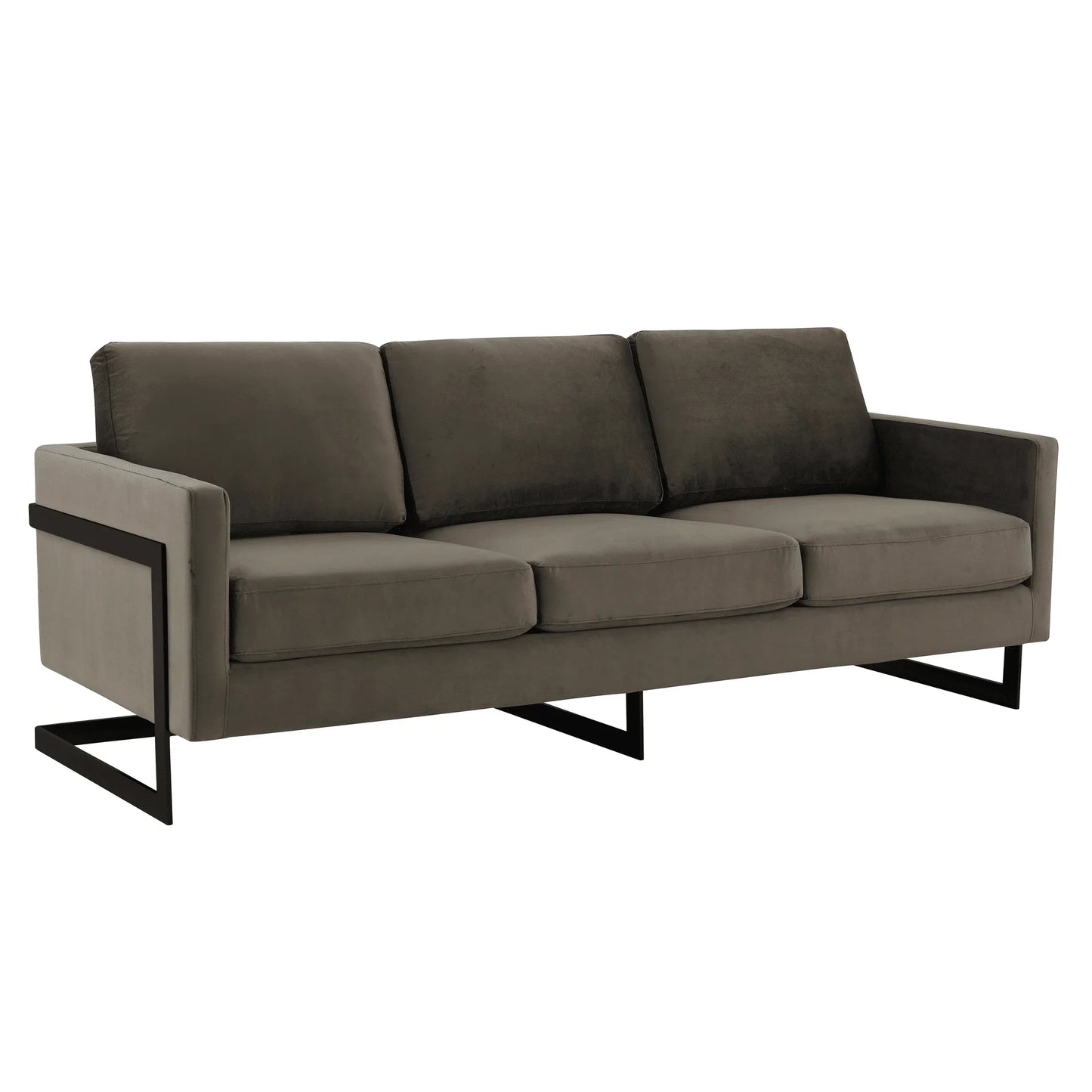 Lincoln 3-Seater Upholstered Velvet Sofa with Black Stainless-Steel Base - Elax Furniture
