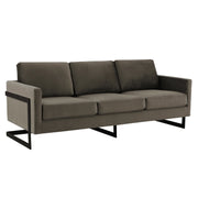 Lincoln 3-Seater Upholstered Velvet Sofa with Black Stainless-Steel Base - Elax Furniture