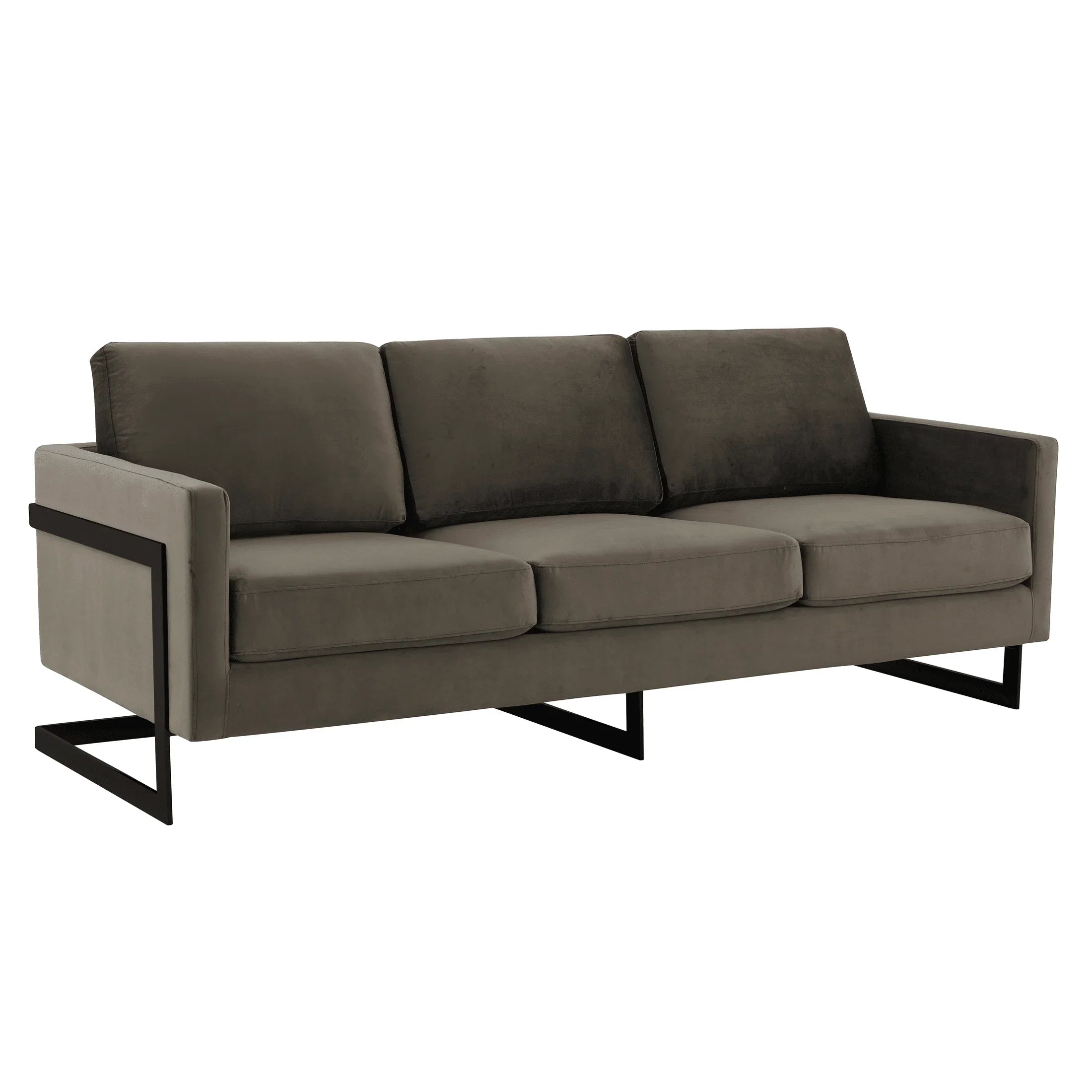 Lincoln 3-Seater Upholstered Velvet Sofa with Black Stainless-Steel Base - Elax Furniture