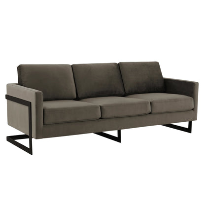 Lincoln 3-Seater Upholstered Velvet Sofa with Black Stainless-Steel Base - Elax Furniture