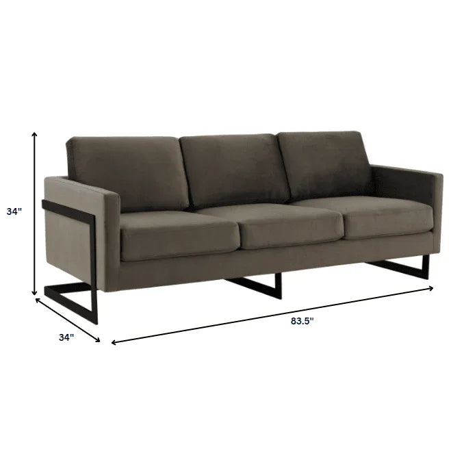 Lincoln 3-Seater Upholstered Velvet Sofa with Black Stainless-Steel Base - Elax Furniture